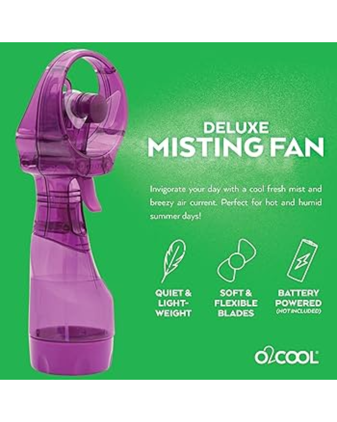 O2COOL Deluxe Handheld Battery Powered Misting Fan - PURPLE