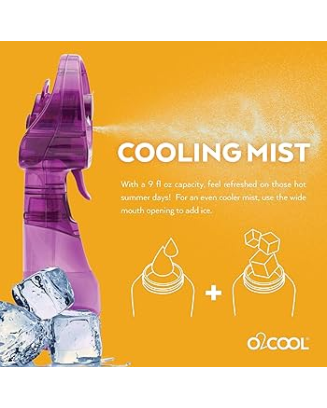 O2COOL Deluxe Handheld Battery Powered Misting Fan - PURPLE