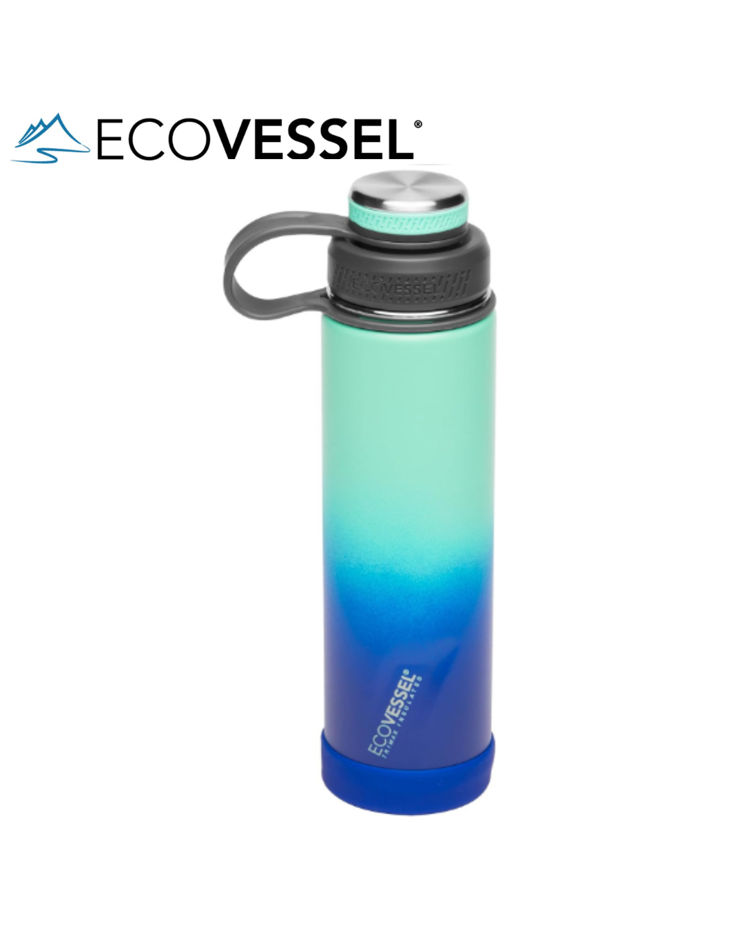 EcoVessel BOULDER 20-24 oz - TriMax® Insulated Stainless Steel Water Bottle with Reflecta™ Insulated Dual Lid, Strainer and Silicone Bottle Bumper - (GALACTIC OCEAN)