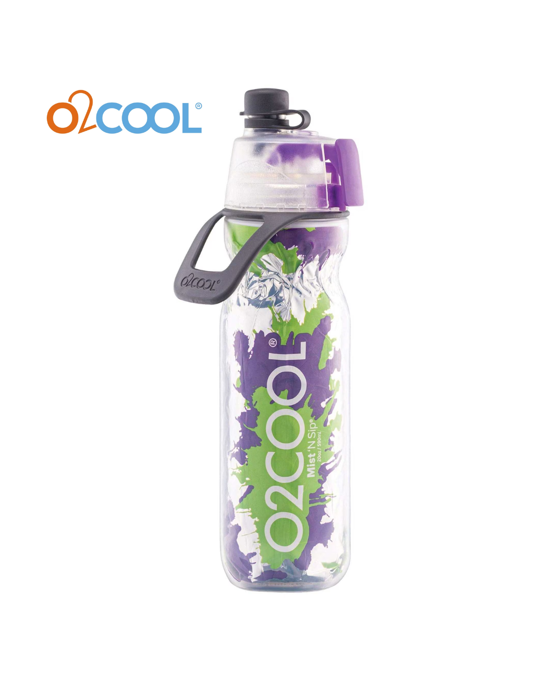 O2Cool Double Wall Mist 'N Sip Water Bottle Multicolored (Splash Purple Green)