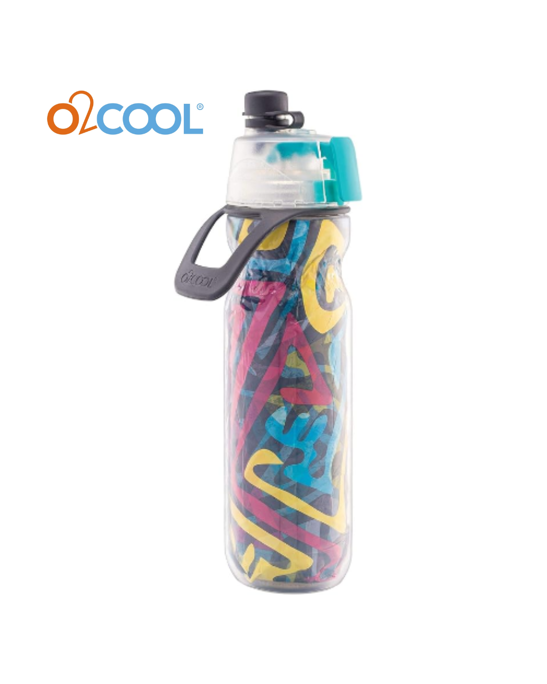 O2COOL Mist 'N Sip Misting Water Bottle 2-in-1 Mist And Sip Function With No Leak Pull Top Spout Sports Water Bottle Reusable Water Bottle - 20 oz (Artist)