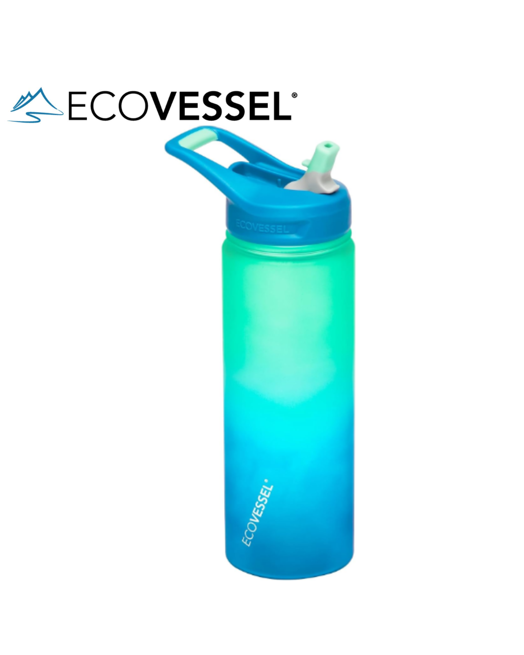 EcoVessel WAVE Tritan Plastic Sports Water Bottle with Flip Top Straw, Leak Proof Lid, and Carry Handle Reusable Water Bottle Gym Water Bottle 24 oz (Galactic Ocean)