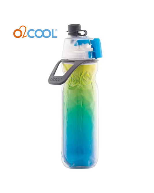 O2COOL Mist 'N Sip Misting Water Bottle 2-in-1 Mist And Sip Function With No Leak Pull Top Spout Sports Water Bottle Reusable Water Bottle - 20 oz (Blue Ombre) 5 w