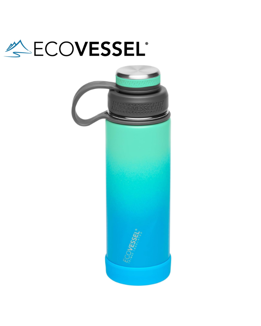 EcoVessel BOULDER 20-24 oz - TriMax® Insulated Stainless Steel Water Bottle with Reflecta™ Insulated Dual Lid, Strainer and Silicone Bottle Bumper - (NORTHERN LIGHTS)