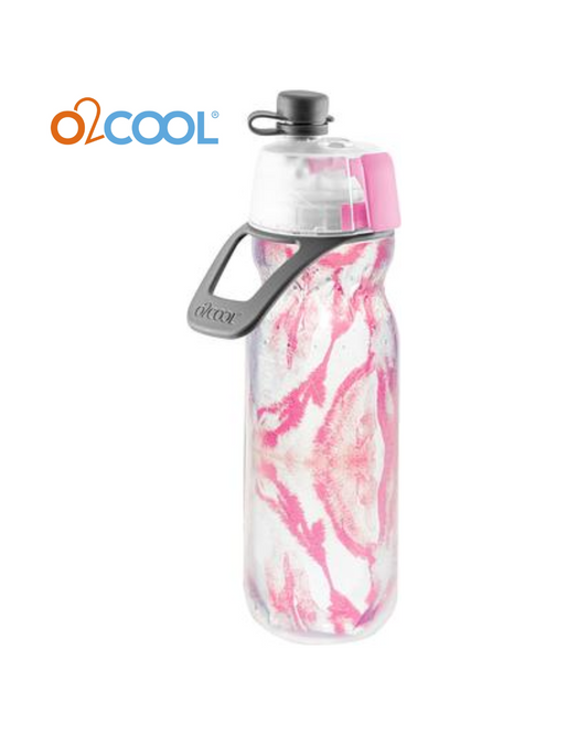 O2COOL Mist 'N Sip Misting Water Bottle 2-in-1 Mist And Sip Function With No Leak Pull Top Spout Sports Water Bottle Reusable Water Bottle - 20 oz (PINK DYE)