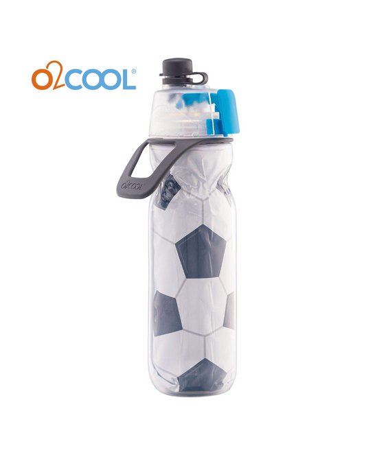 O2Cool Mist N Sip Reusable Sports Misting Bottle, 20 oz SOCCER, Keeps Water Cool, Lightweight, BPA Free (Soccer))