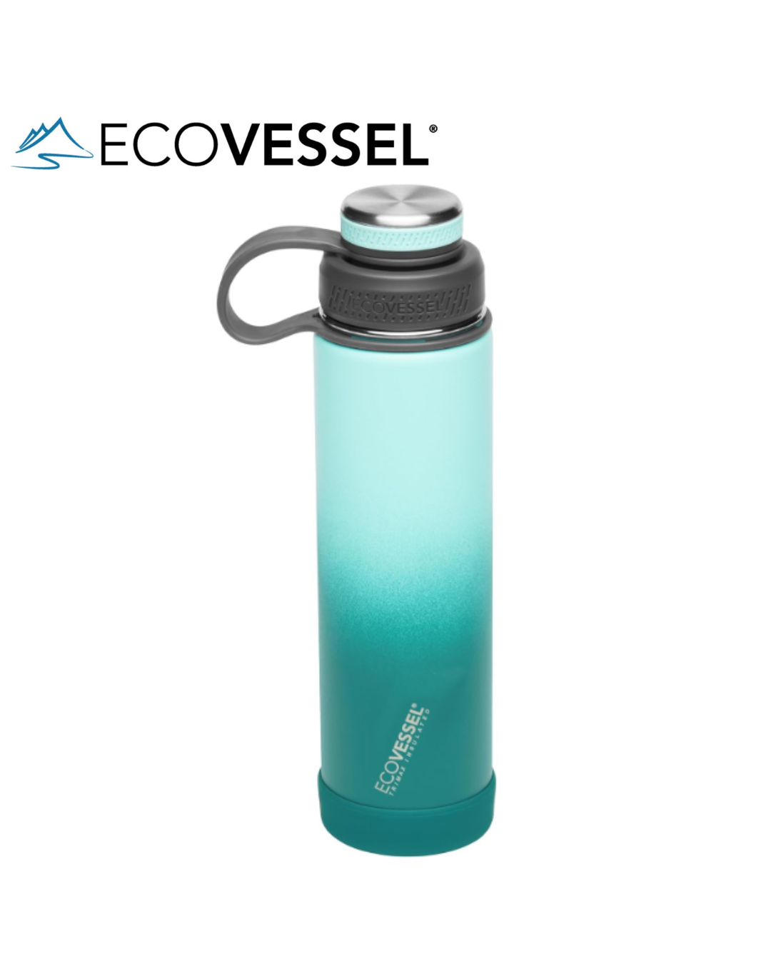 EcoVessel BOULDER 20-24 oz - TriMax® Insulated Stainless Steel Water Bottle with Reflecta™ Insulated Dual Lid, Strainer and Silicone Bottle Bumper - (FOREST HORIZON)