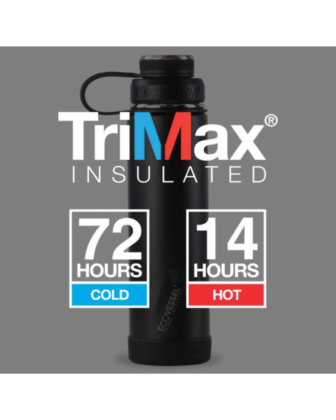 EcoVessel BOULDER 20-24 oz - TriMax® Insulated Stainless Steel Water Bottle with Reflecta™ Insulated Dual Lid, Strainer and Silicone Bottle Bumper - (NIGHTFALL NAVY)