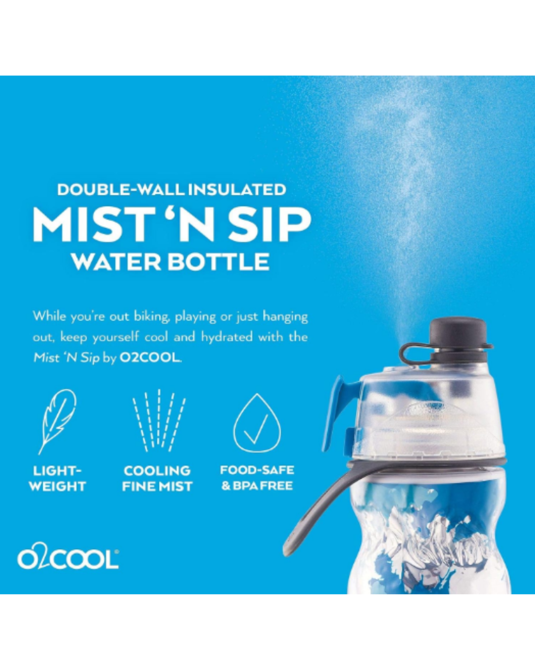 O2COOL Mist 'N Sip Insulated Water Bottle - (Tie Dye Purple)