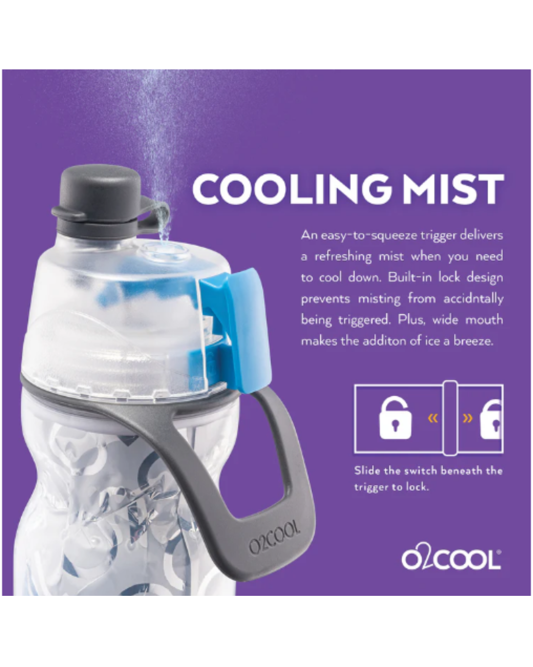 O2COOL Mist 'N Sip Misting Water Bottle 2-in-1 Mist And Sip Function With No Leak Pull Top Spout Sports Water Bottle Reusable Water Bottle - 20 oz (Tie Dye Blue)