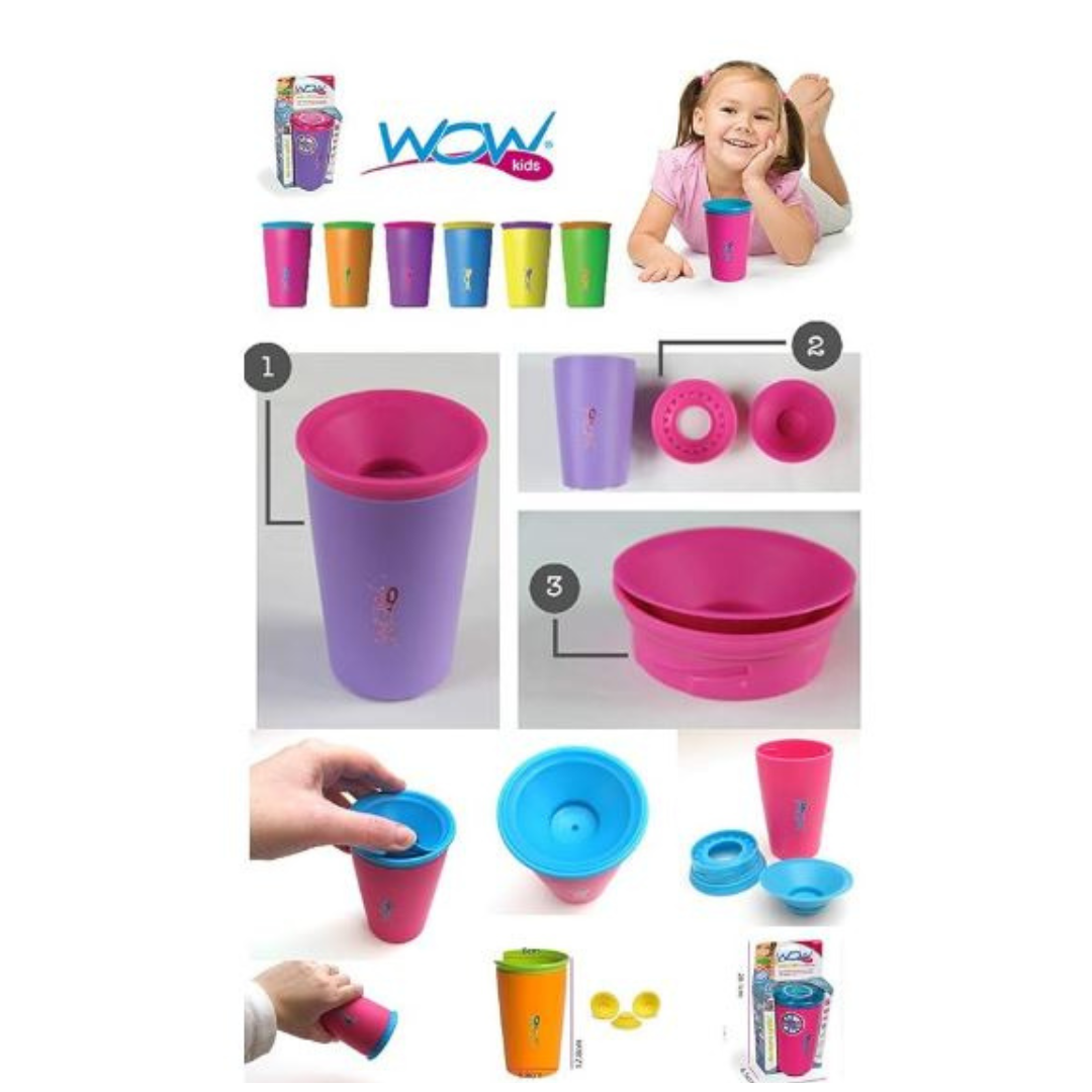 Wow Cup 221 (Translucent) - Kids WOW Cup for Kids with Freshness Lid - (PINK)