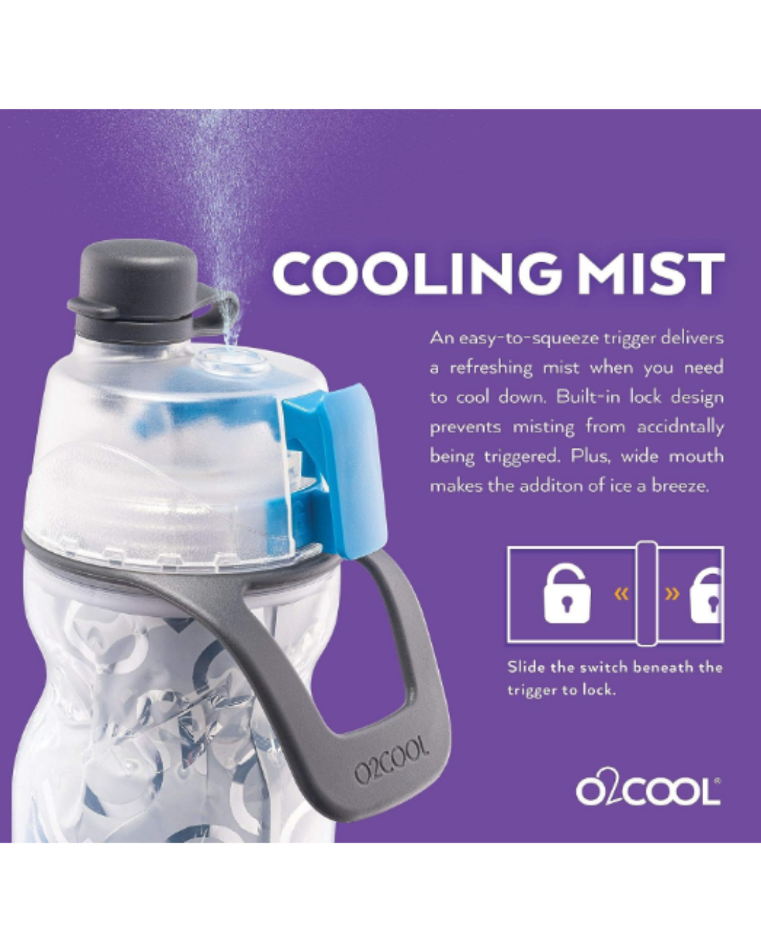 O2COOL Mist 'N Sip Misting Water Bottle 2-in-1 Mist And Sip Function With No Leak Pull Top Spout Sports Water Bottle Reusable Water Bottle - 20 oz (Artist)