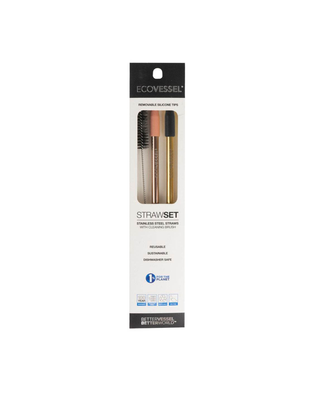 Ecovessel - Stainless Steel Straw Pack of 2 - Gold Bronze