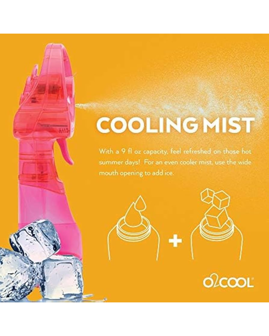 O2COOL Deluxe Handheld Battery Powered Misting Fan - Raspberry